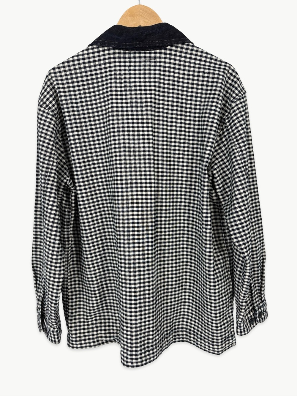 Gap × DÔEN Gingham Oversized Denim Jacket Size Large Navy Blue Coastal - Picture 3 of 13